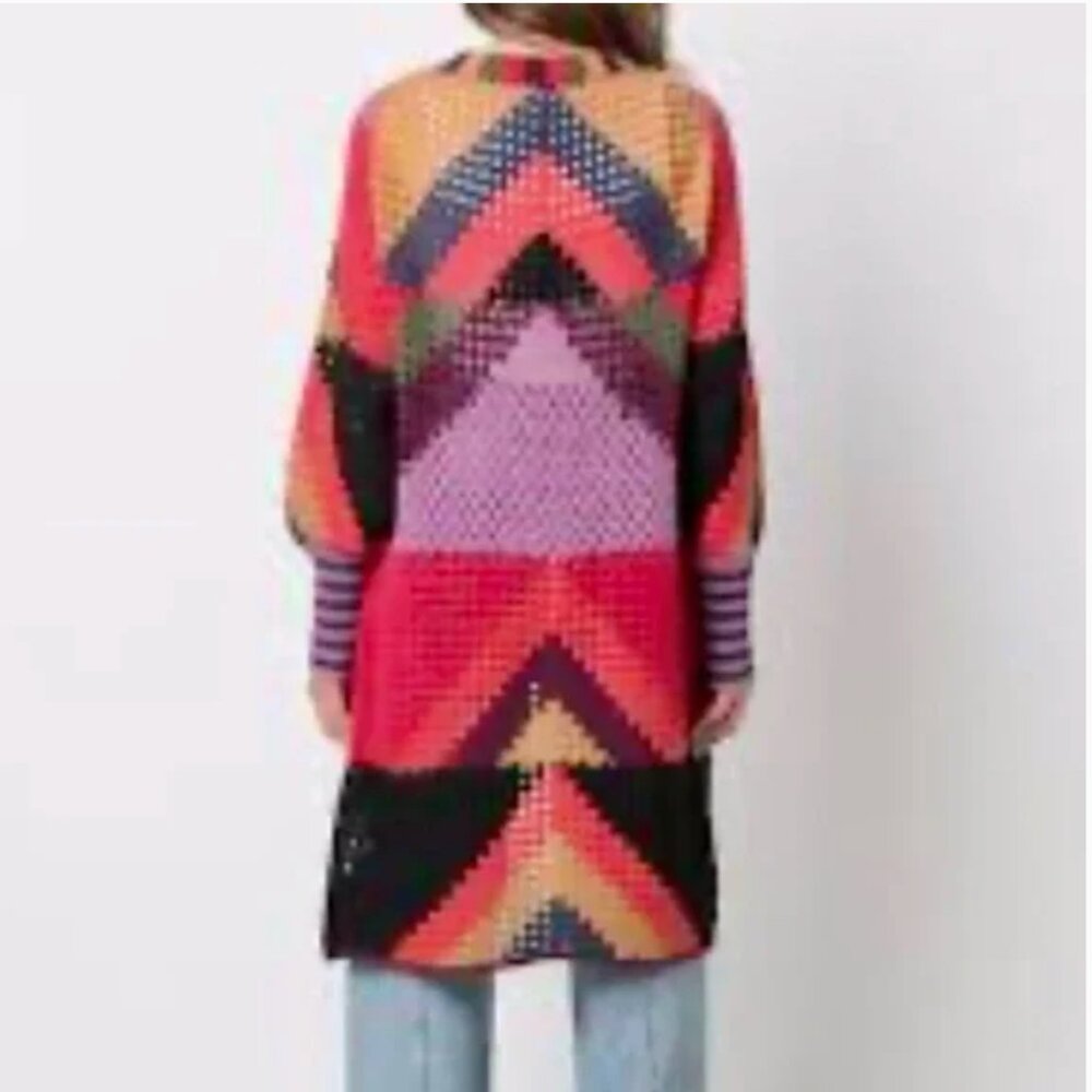 Farm Rio Juliana Stripes Cardigan Sweater Open Crochet  $295 NWT - Picture 2 of 8